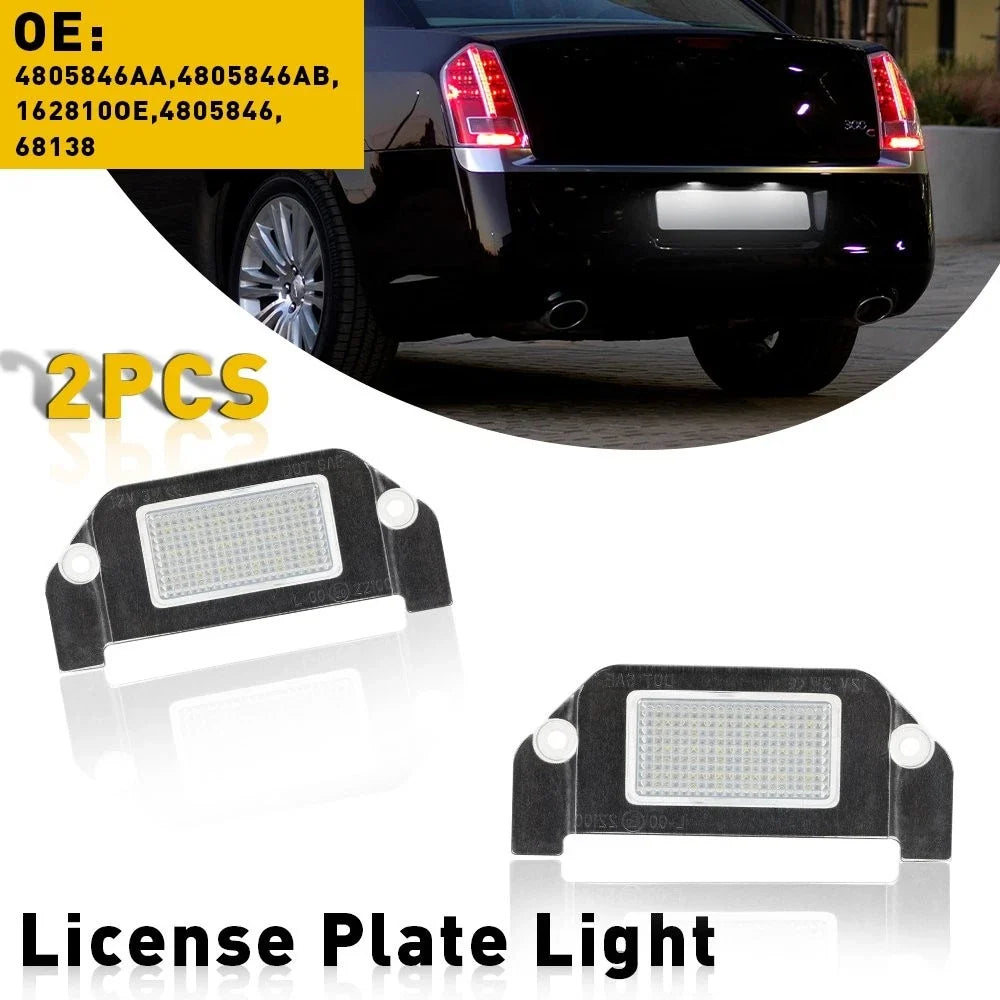 2X LED White License Plate Lights for Chrysler 300 300C (2005–2014)