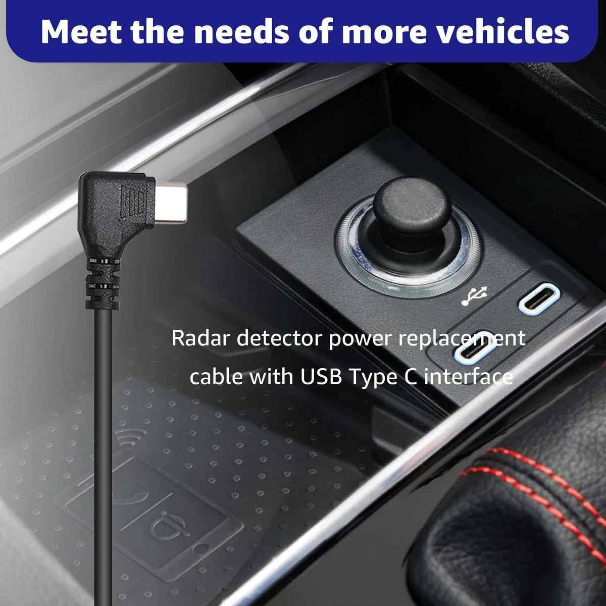 USB-C to RJ11 Power Cord for Radar Detector (4.92FT) - Black