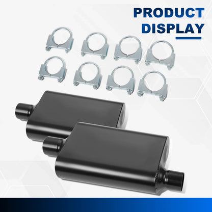 Exhaust System Kit 2.25" Universal Straight U-Bend 18pcs Pipes with Mufflers