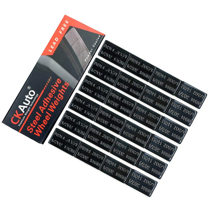 Set of 24 Black Adhesive Wheel Weights, 1/2 Oz Each, Low Profile