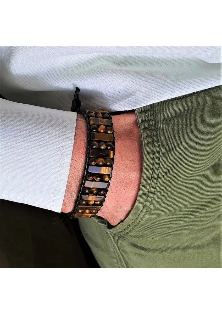 Crystal Tiger's Eye Bead Bracelet for Men - Healing Energy Accessory