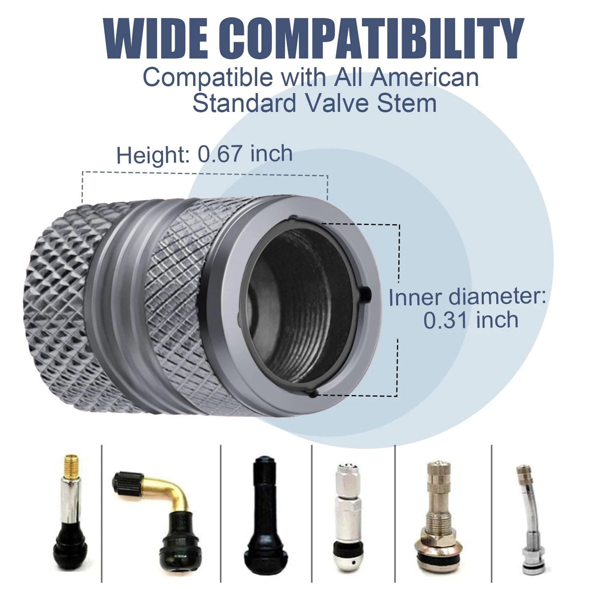 Set of 4 Tire Valve Stem Caps for Universal Vehicles - Anti-Corrosion, Grey
