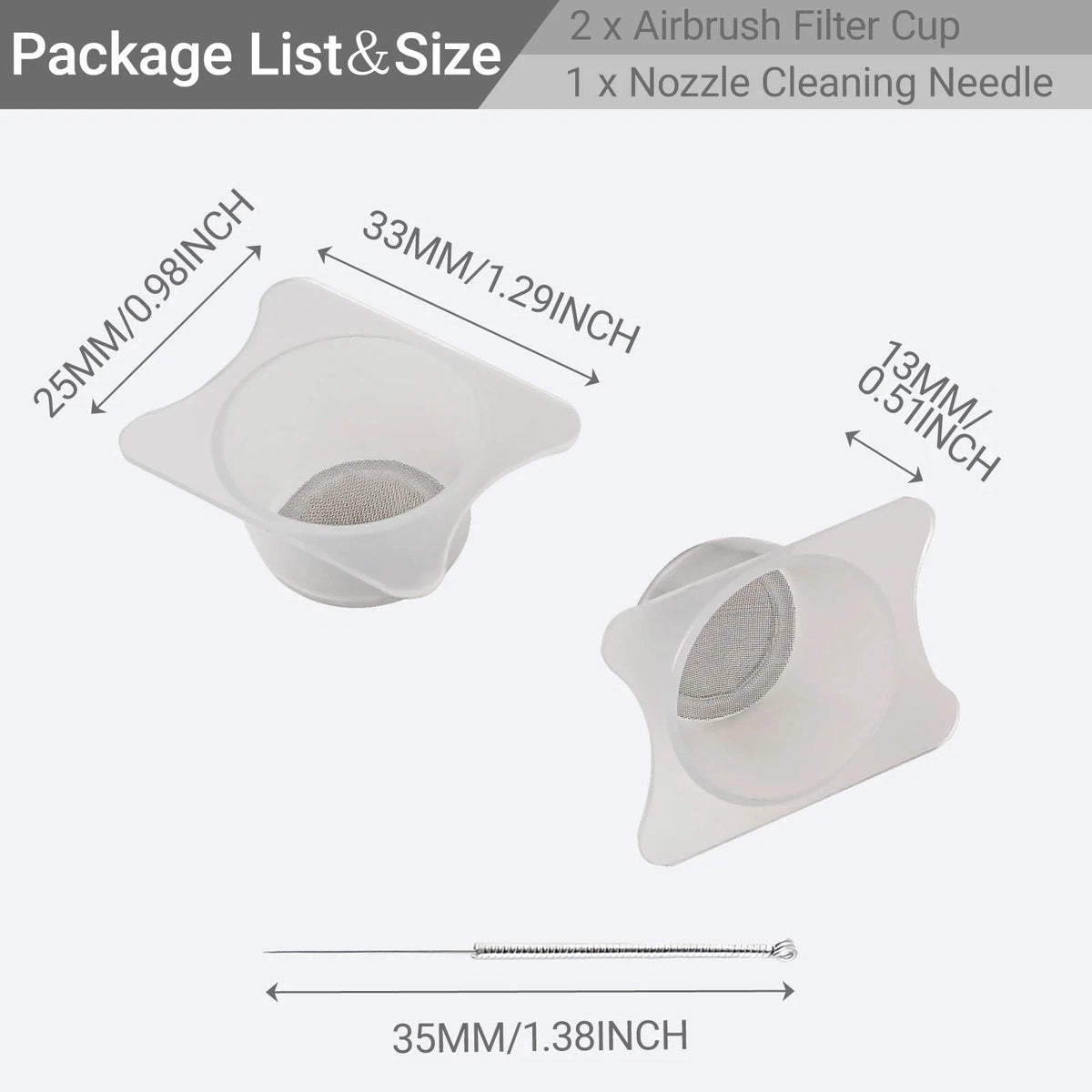 2X Airbrush Paint Filter Cup with Nozzle Cleaning