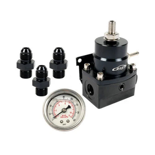Adjustable AN6 EFI Fuel Pressure Regulator Kit w/ Oil Gauge 0-160 PSI