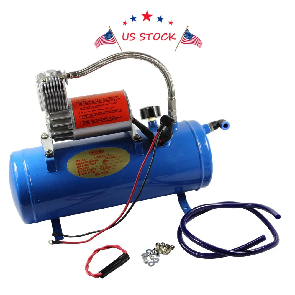 4 Trumpet Air Horn Kit for Truck (12V, 150 dB, 3ft Hose)