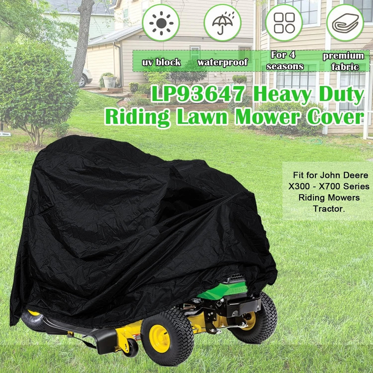 Deluxe Riding Lawn Mower Cover for John Deere (Large, Waterproof)