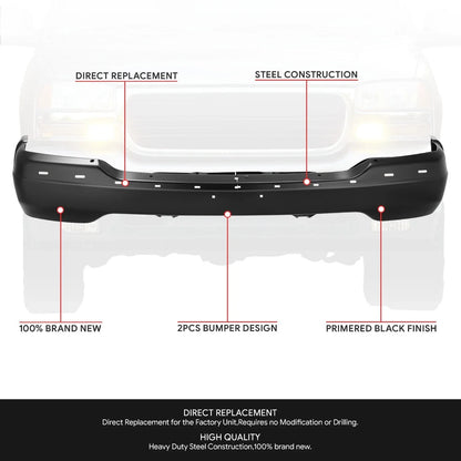 Front Bumper Face Bar for GMC Sierra Yukon (1999–2006) Black Steel