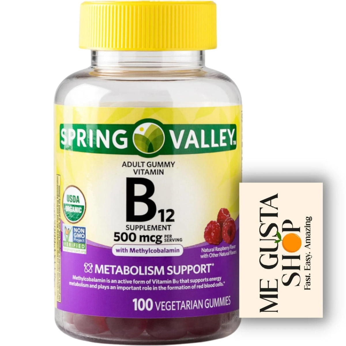 B12 500 mcg Gummies for Spring Vallley (100 Count) Raspberry Flavor