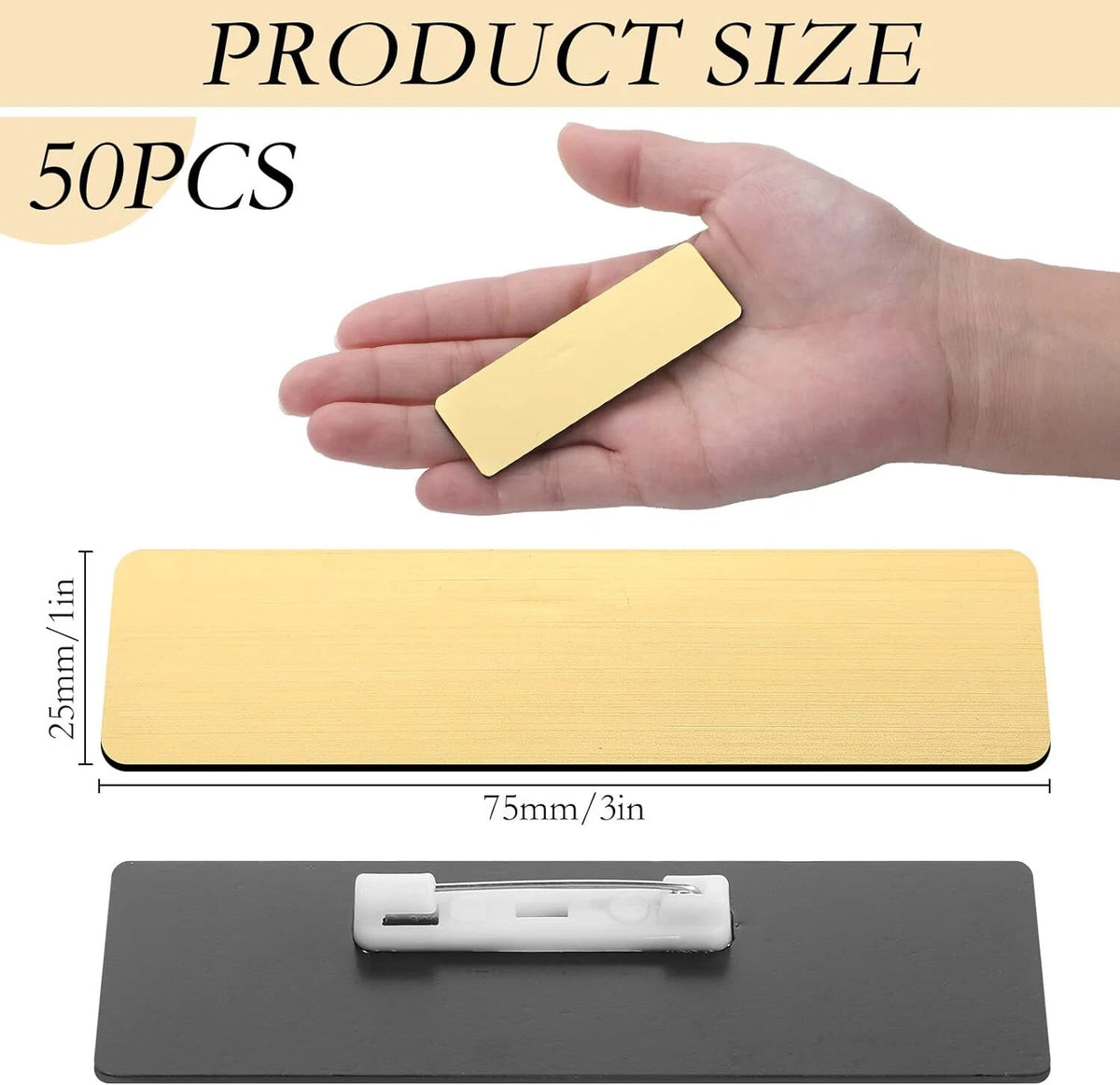 50 Pcs Name Tag Badge Blanks for Geosar-Brushed Gold