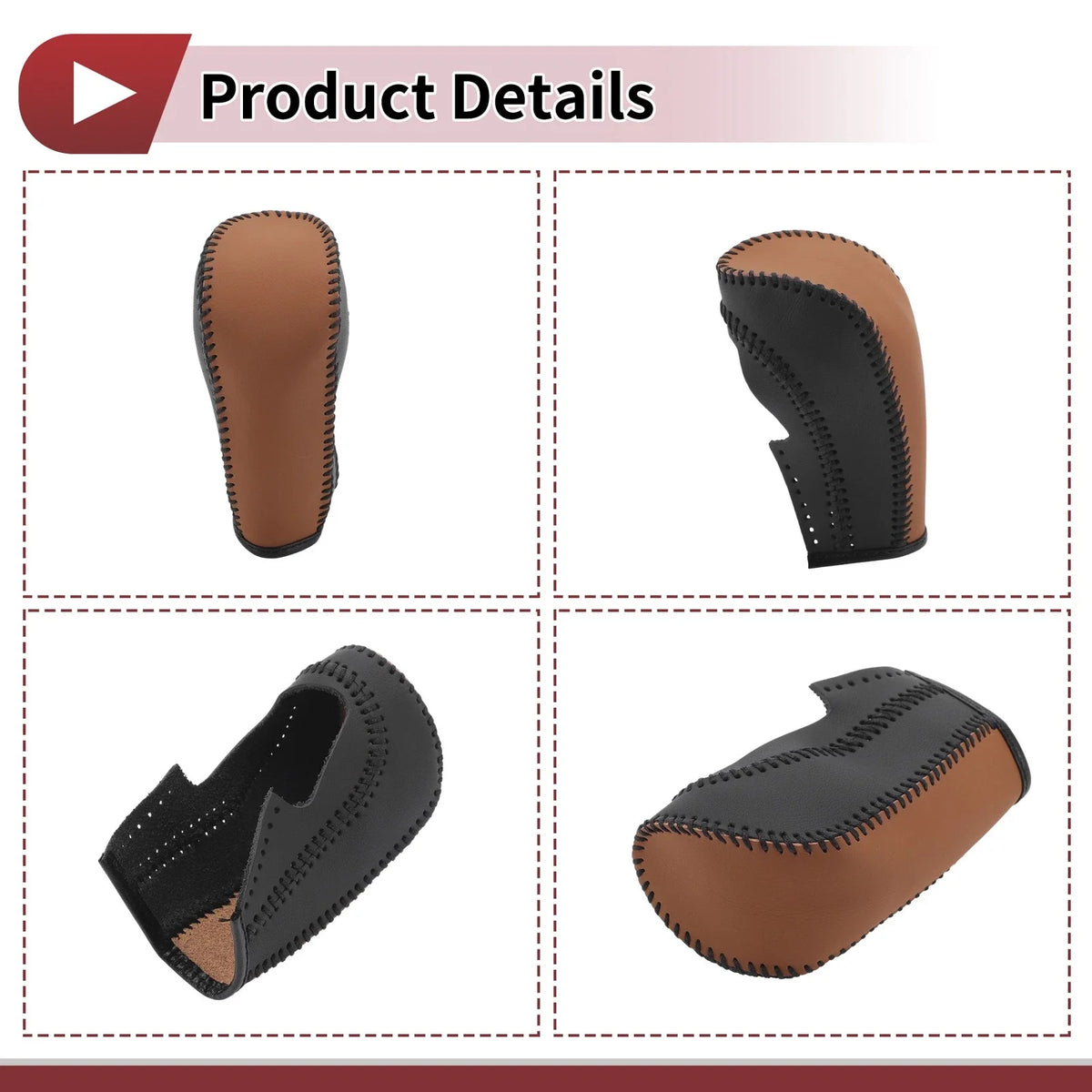 1Pc Gear Shift Knob Cover for Ford Fiesta (2009–2012) Brown Faux Leather