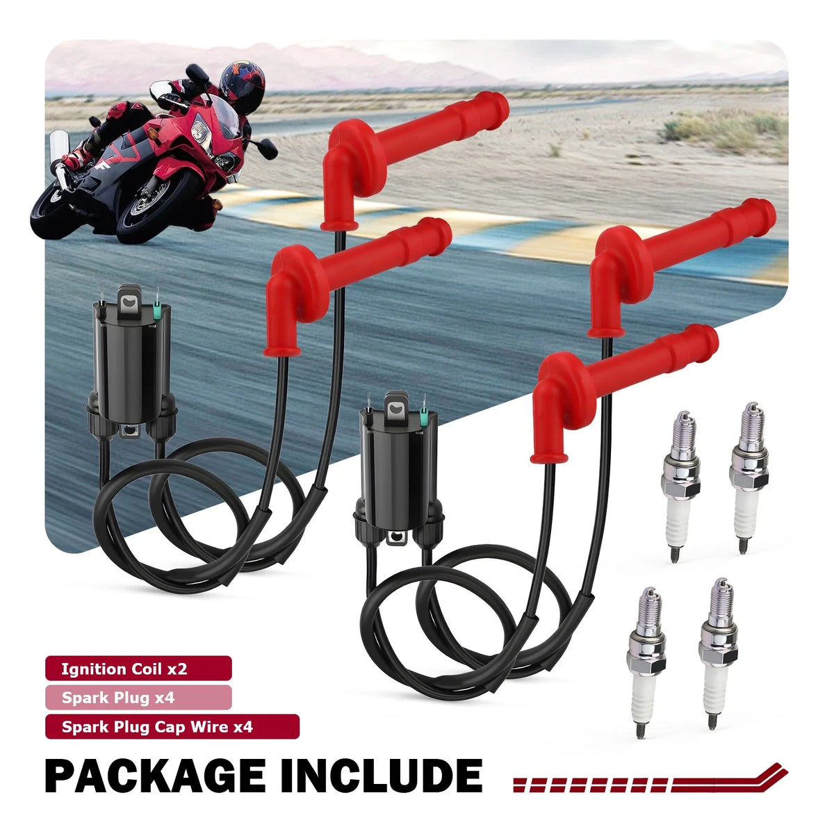 2X Ignition Coil & Spark Plug for Honda CBR600F2 (1991–1994) CBR600F3 (1995–1998)