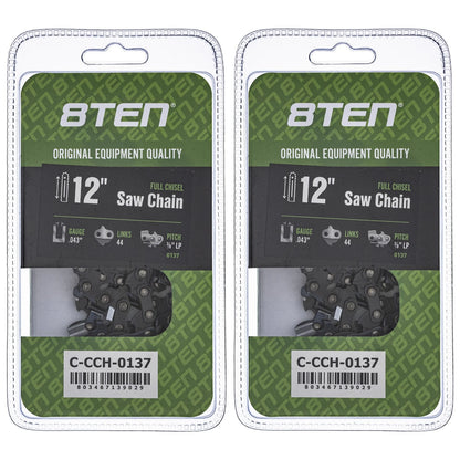 2-Pack Chainsaw Chain 12 Inch .043 3/8 LP 44DL for Homelite MS 210 220 211 Q (90PX044G, R44-21, R44, 90PX44CQ)