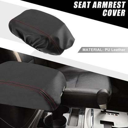 Center Console Armrest Cover for Dodge Durango (2011–2021) Black Red Stitches 723115424430