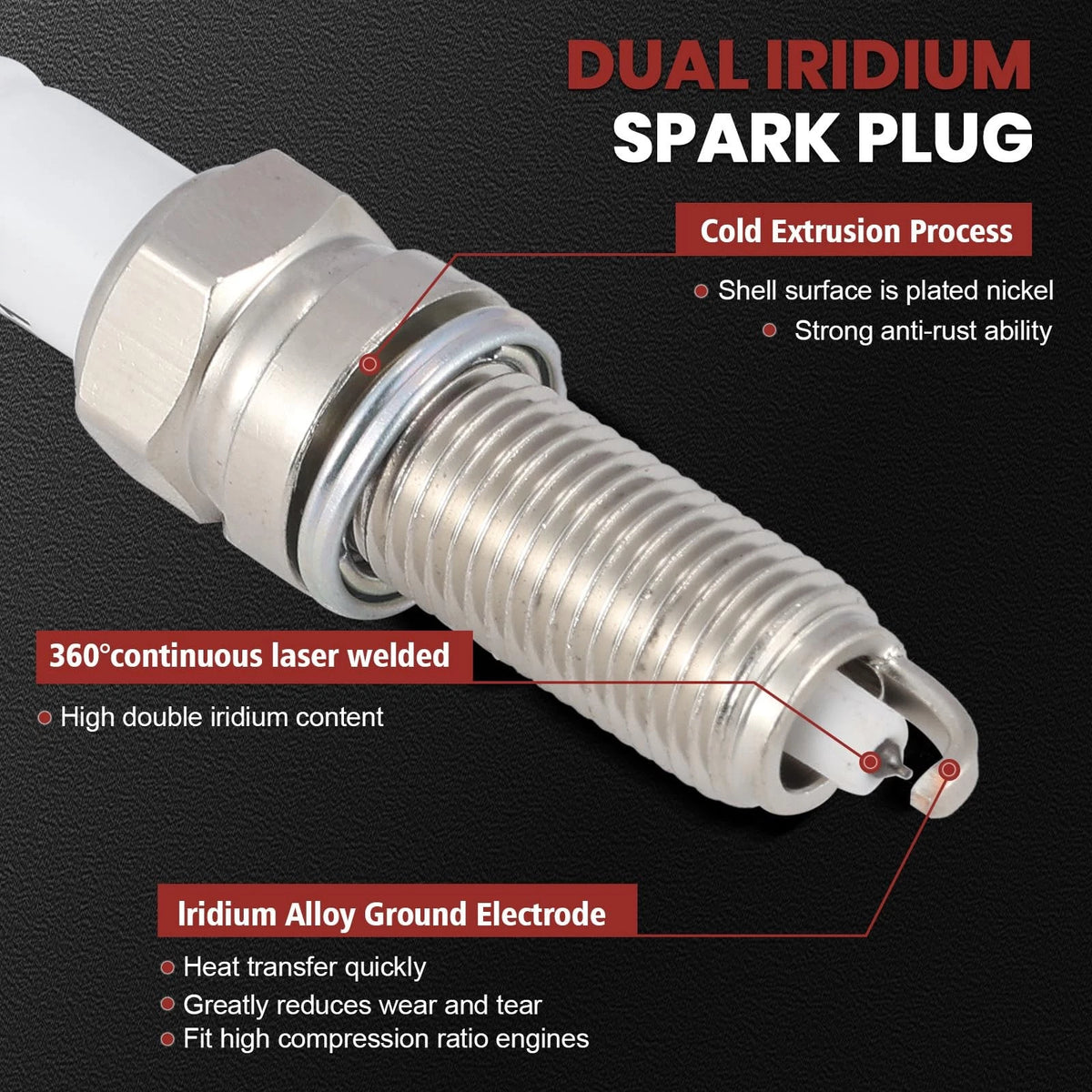 Set of 4 Ignition Coil Pack and Double Iridium Spark Plugs for