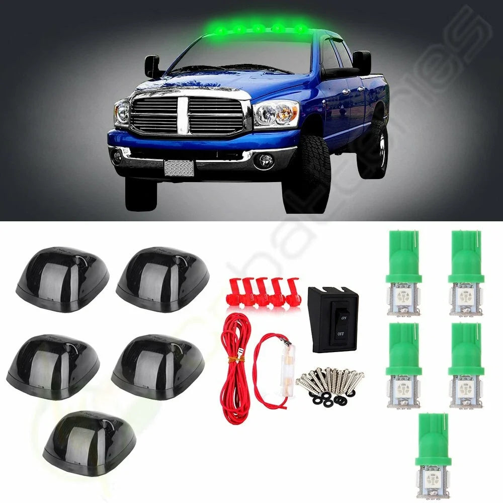 5X Smoke Cab Roof Marker Lights 264141BK for Dodge Ram (1994–1998)