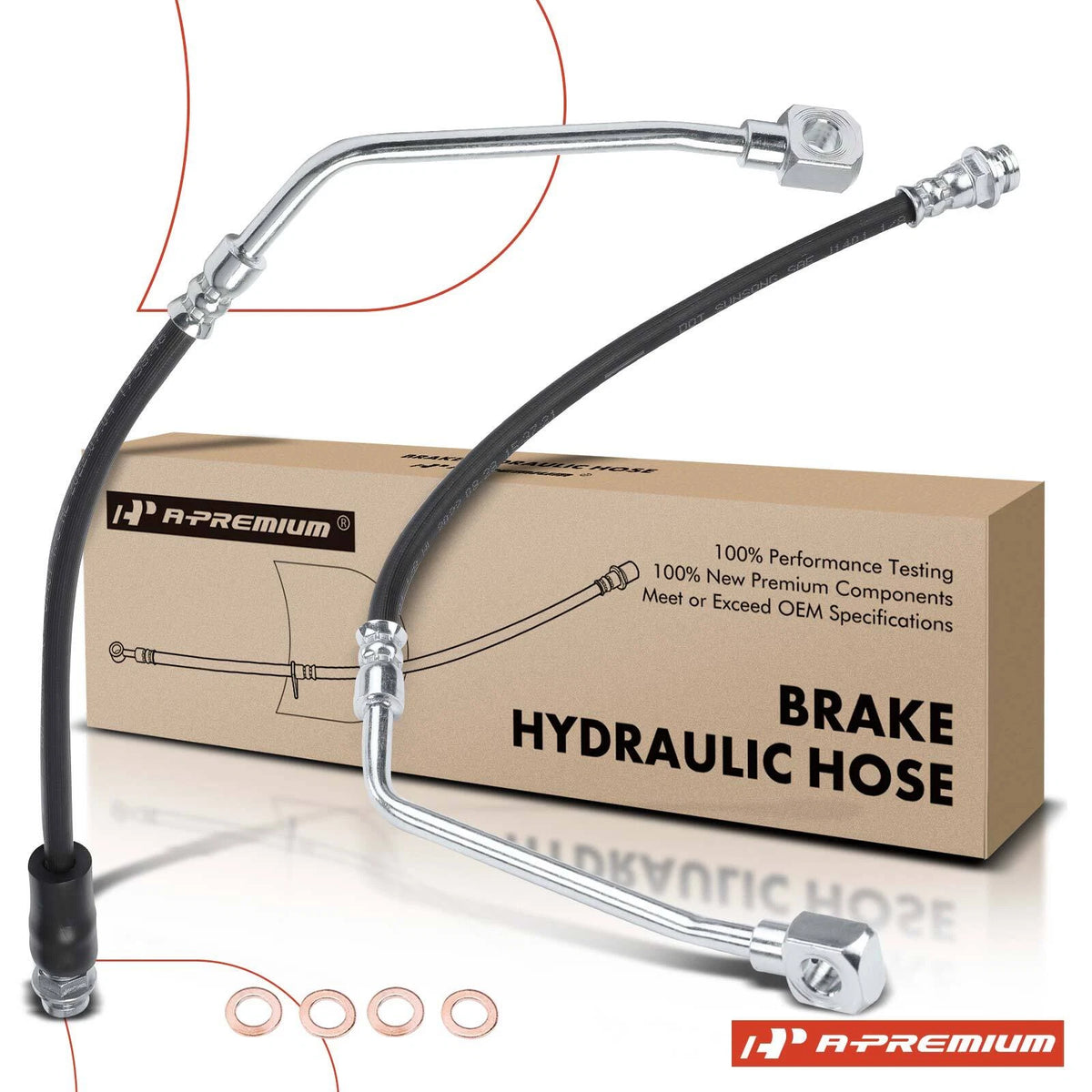 2X Front Brake Hydraulic Hose for Chevy Tahoe (1995–2000) GMC Yukon (1992–2000) 15567800, 22111728, 22163392, 2201078, 2201079