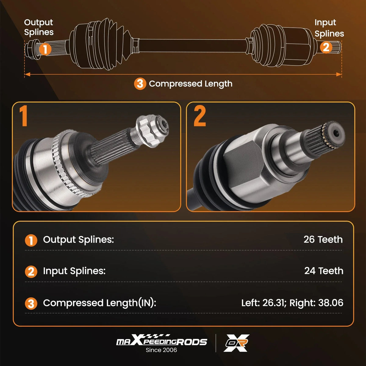 Set of 2 CV Axle Shafts for Toyota Camry Solara (2002–2009)