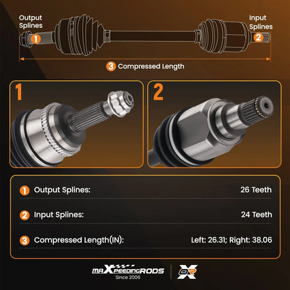 Set of 2 CV Axle Shafts for Toyota Camry Solara (2002–2009)
