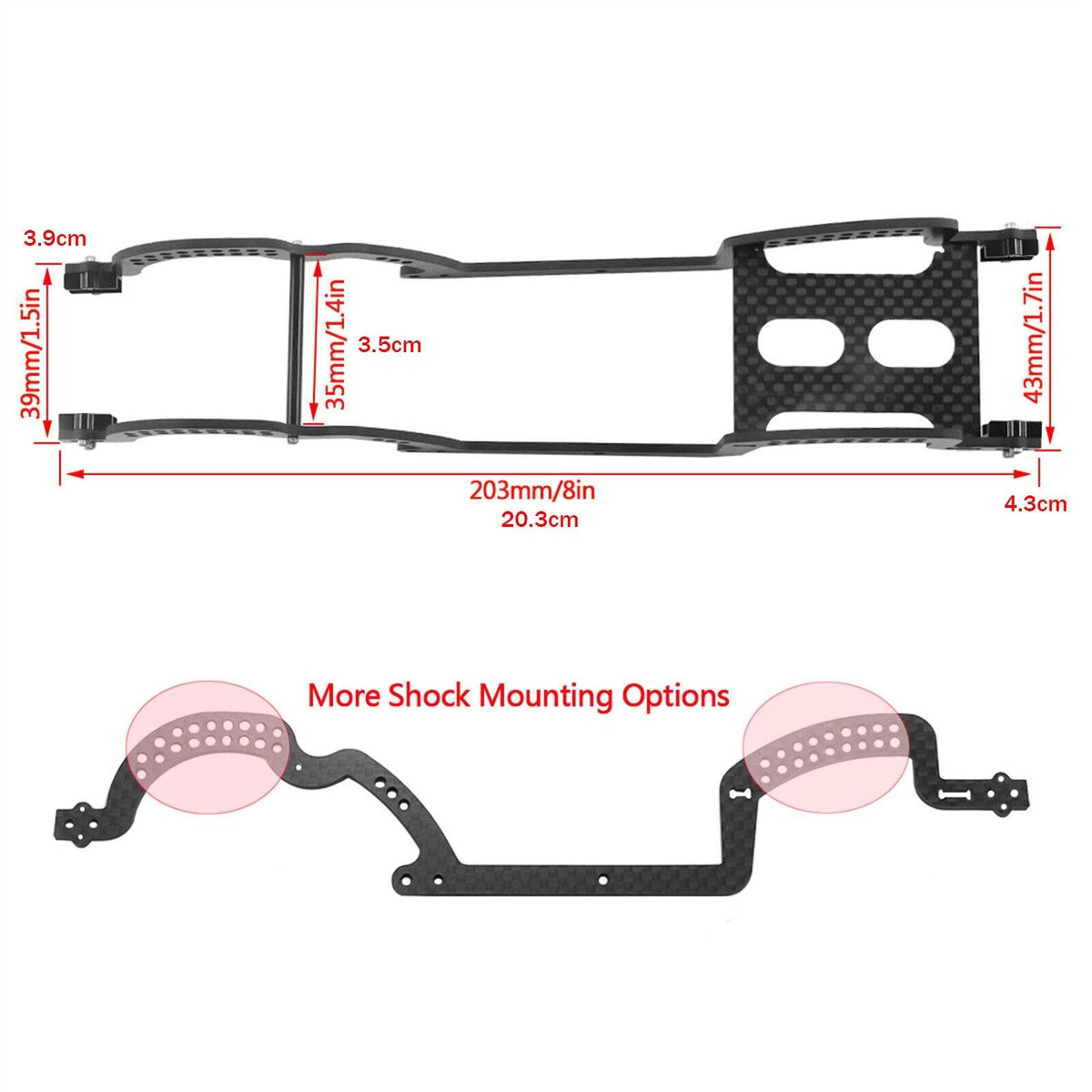 1/8 Carbon Fiber LCG Chassis Frame Girder for Traxxas TRX4M (2023)