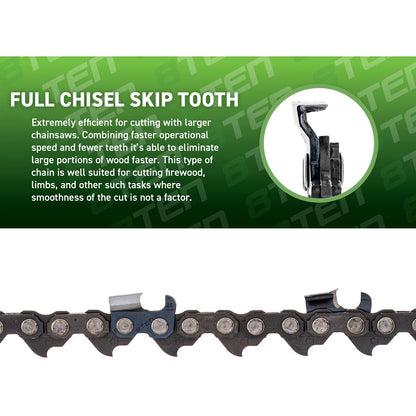 2X Full Chisel Skip Tooth Chainsaw Chain 36 Inch .063 3/8 114DL for Stihl 75EXJ114G, 75EXJ114, 75RD114G, H50S 114, 36RSF 114