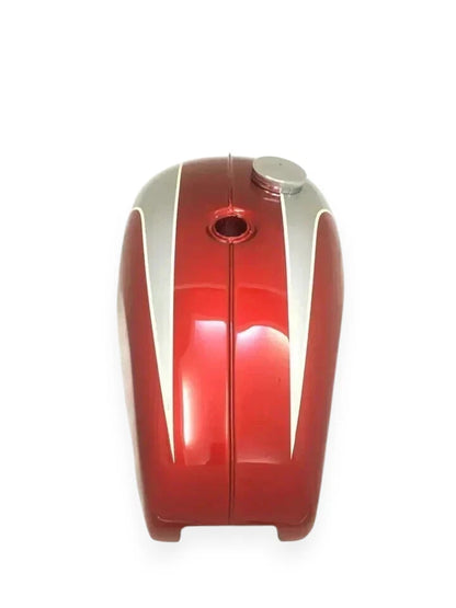 Petrol Fuel Gas Tank with Cap for Triumph T120 (Cherry & Silver)