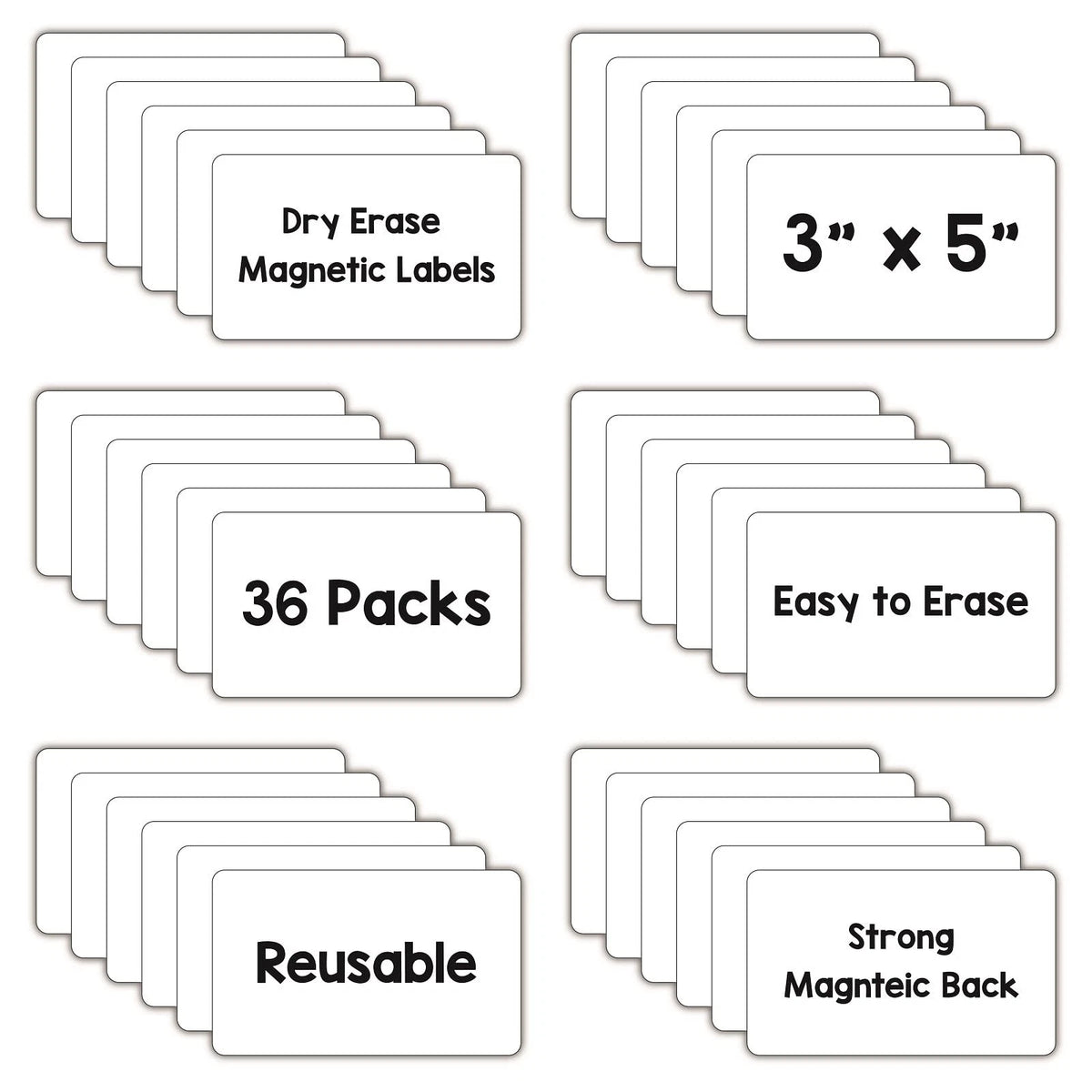 3" x 5" Dry Erase Magnets for Blank Magnetic Use