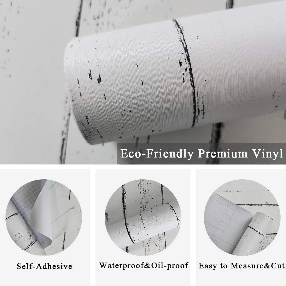 Peel and Stick White Wood Wallpaper 17.7" x 118"
