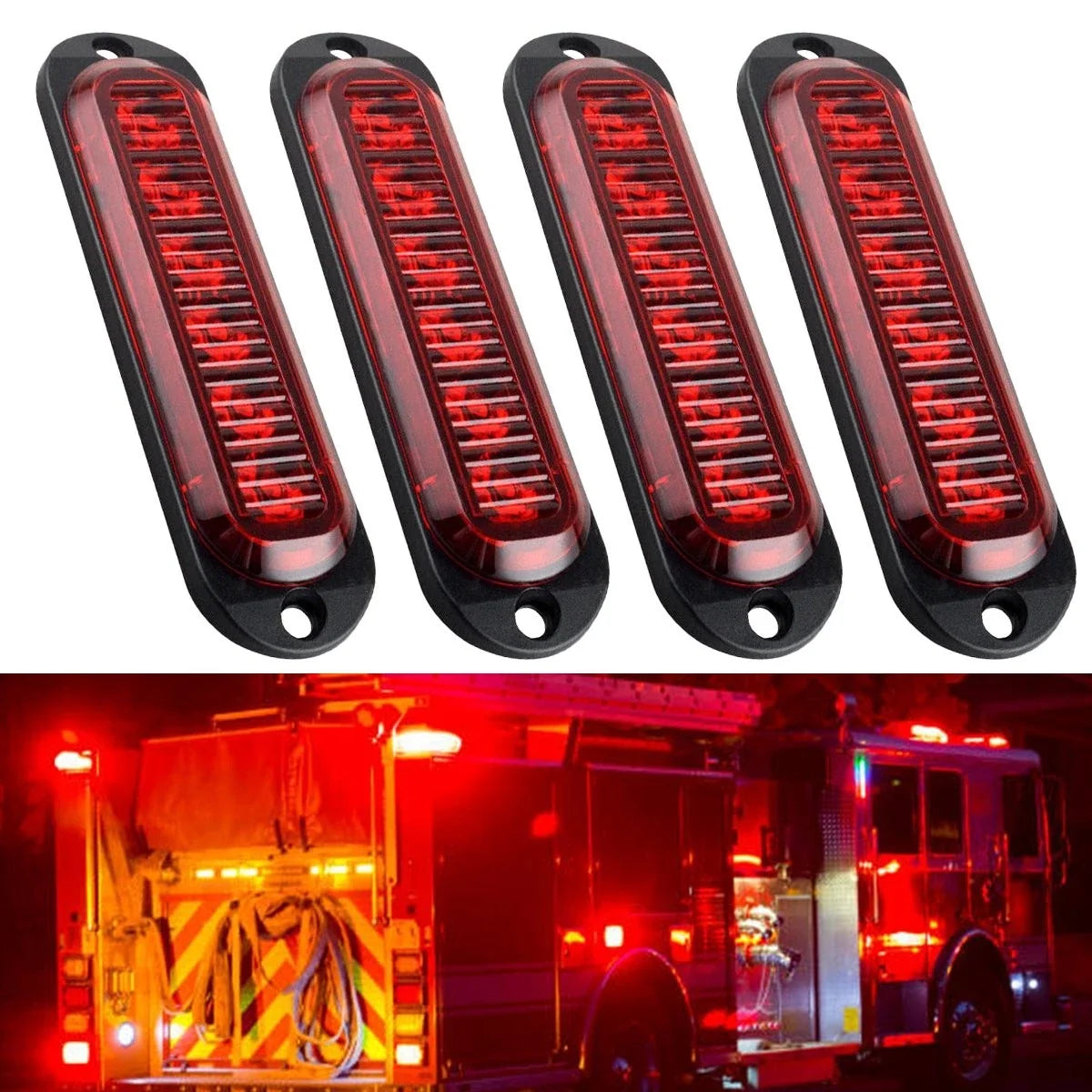 Set of 4 LED Side Marker Red Lights for Truck Trailer RV (Waterproof)