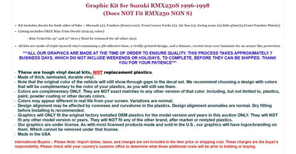 Graphic Stickers +#PLT/RIM Decals for Suzuki RMX250S (1996–1998)
