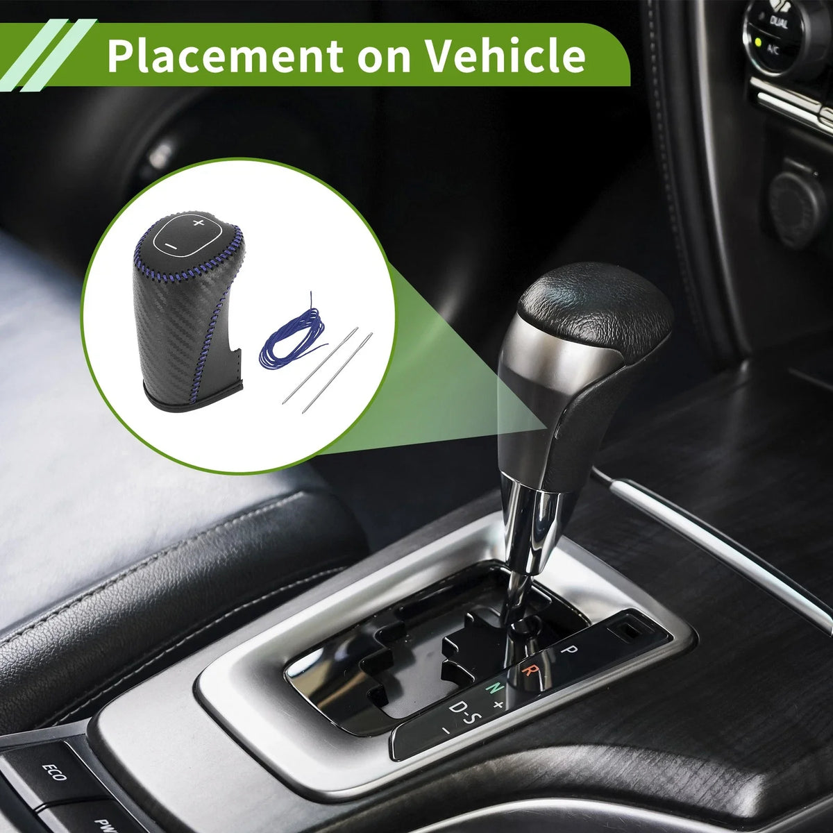 Gear Shift Knob Cover for Chevrolet Malibu (2016–2020) Black Carbon Fiber Blue