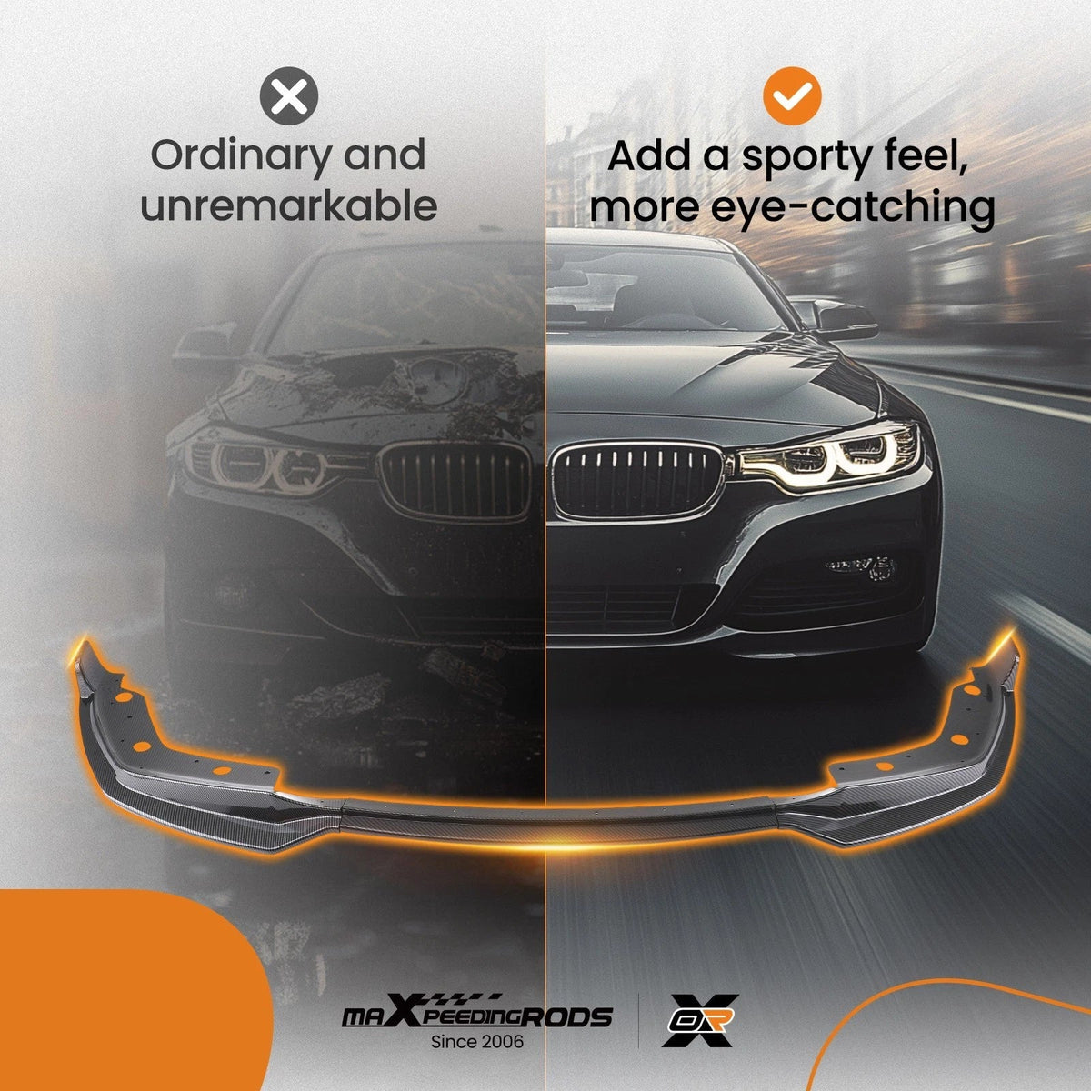 Carbon Look Front Bumper Lip Spoiler for BMW 3 Series G20 (2019–2021)
