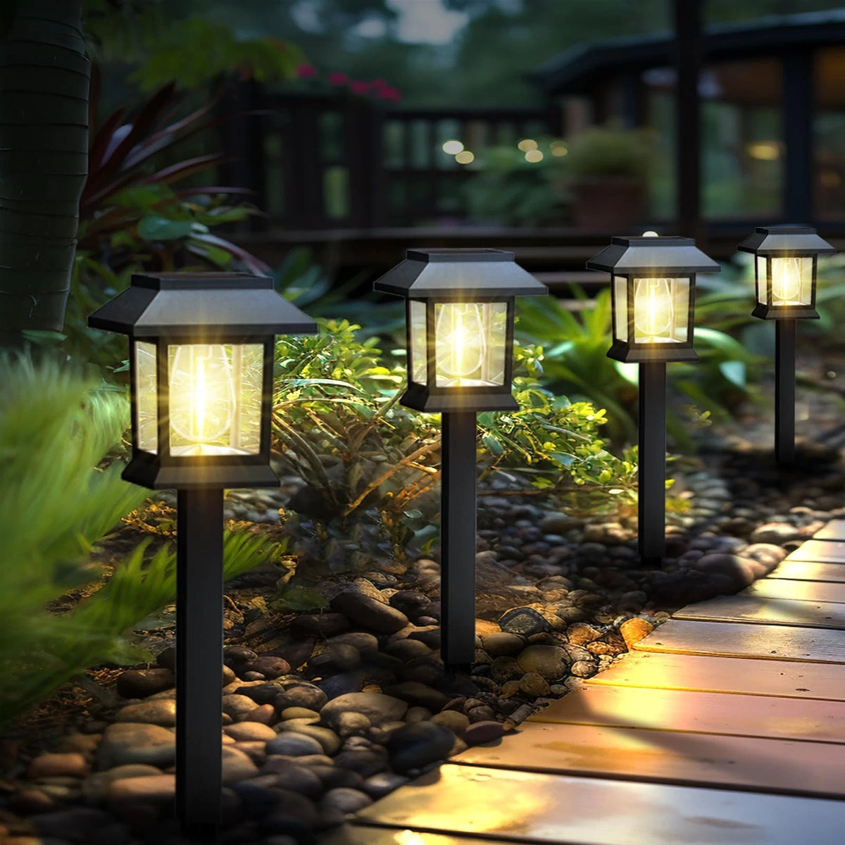 12X Solar Lights for Outdoor Use (3000K, Waterproof, Auto On/Off)