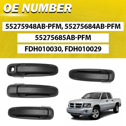 Set of 4 Door Handles for Dodge Ram 1500, Dakota (2002–2010) - Black