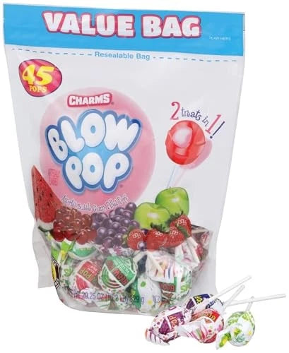 45 Count Charms Blow Pop Lollipops - Assorted Flavors