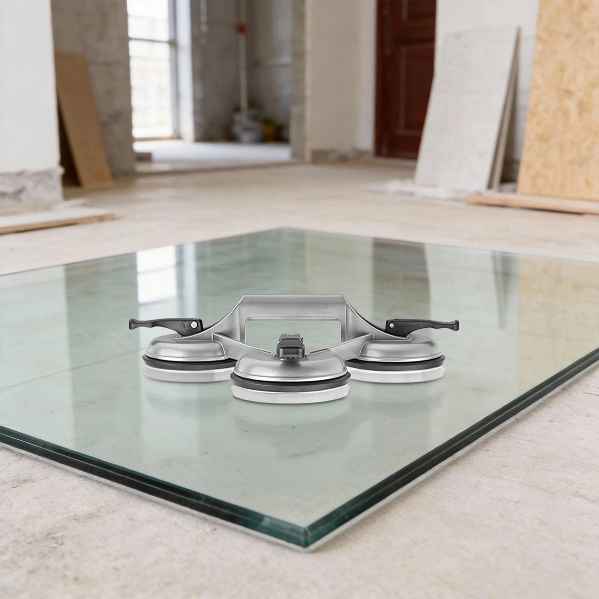 Triple Vacuum Suction Cup Lifter for Tile & Glass (145kg Capacity)