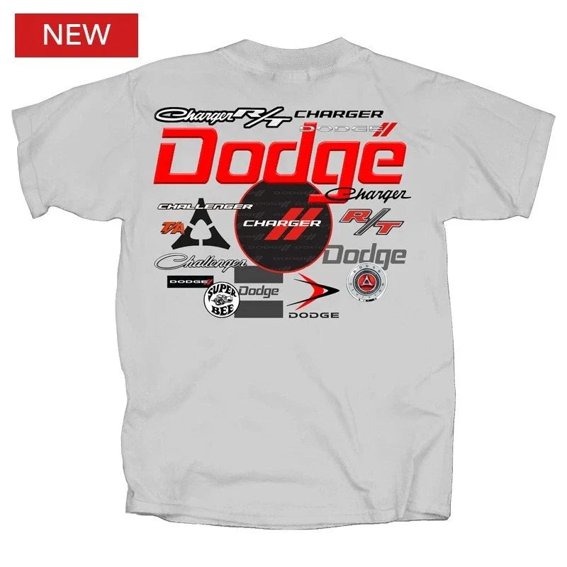 Dodge All Over Logo Gray T Shirt Licensed for Charger Challenger Super Bee