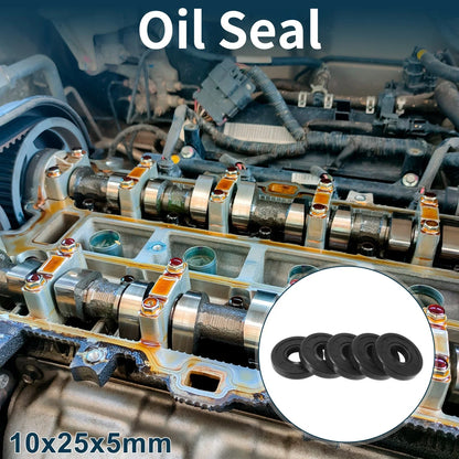 Set of 5 Oil Seal Rotary Shaft Seal NBR Rubber 10x25x5mm