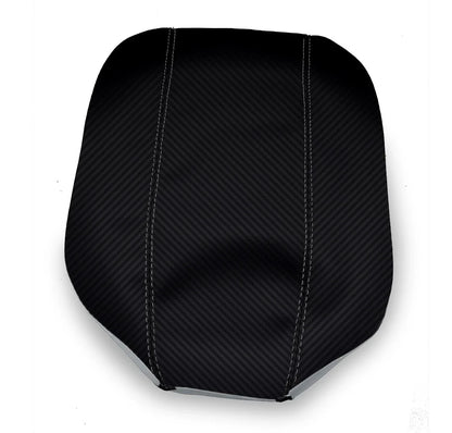 Console Lid Armrest Cover for Acura ILX (2013–2022) Carbon Fiber Gray Stitch