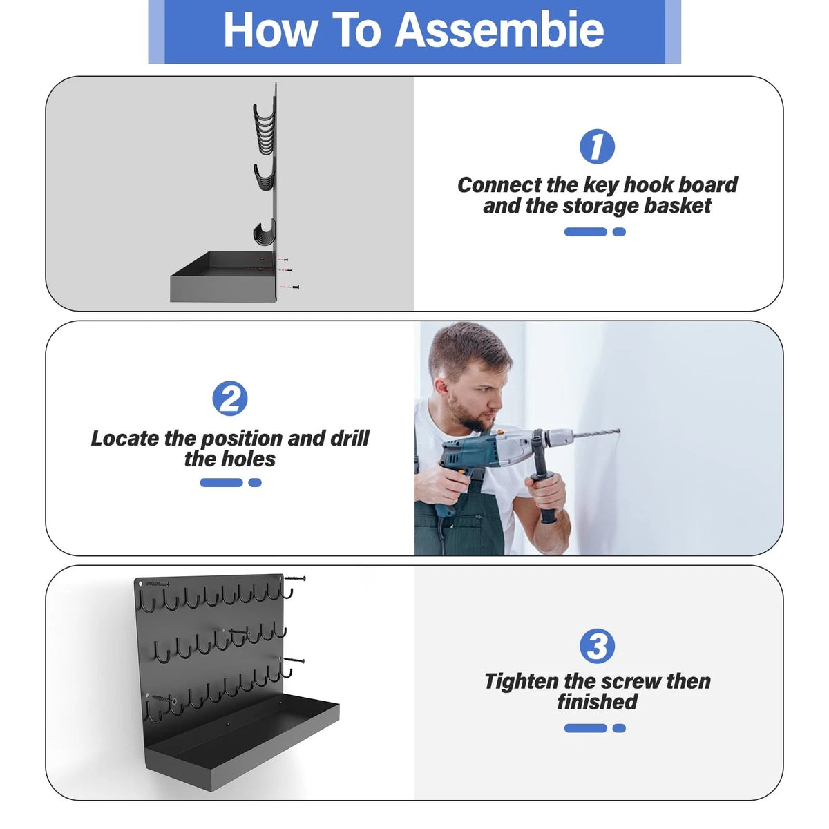 Metal Key Holder Rack with 26 Hooks for Wall Mounted Use (17" x 13")