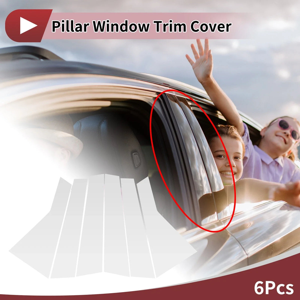 Set of 6 Door Pillar Window Trim for KIA Sorento L (2021–2023) Silver Tone