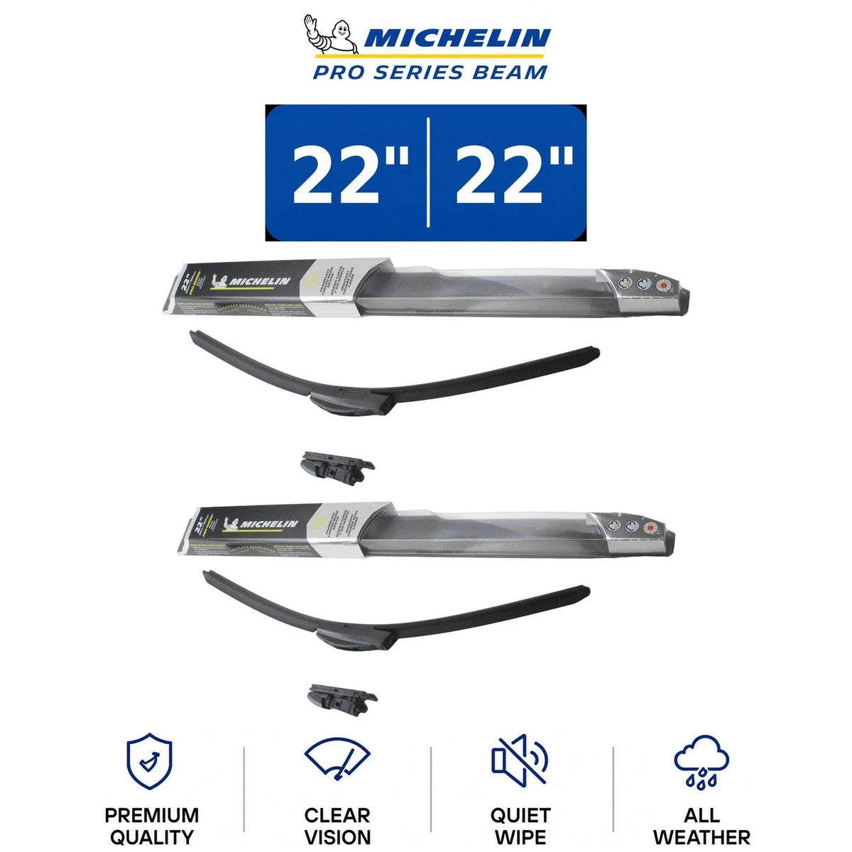 Set of 2 Michelin Pro Series Beam Wiper Blades for Dodge Challenger (2008–2023)