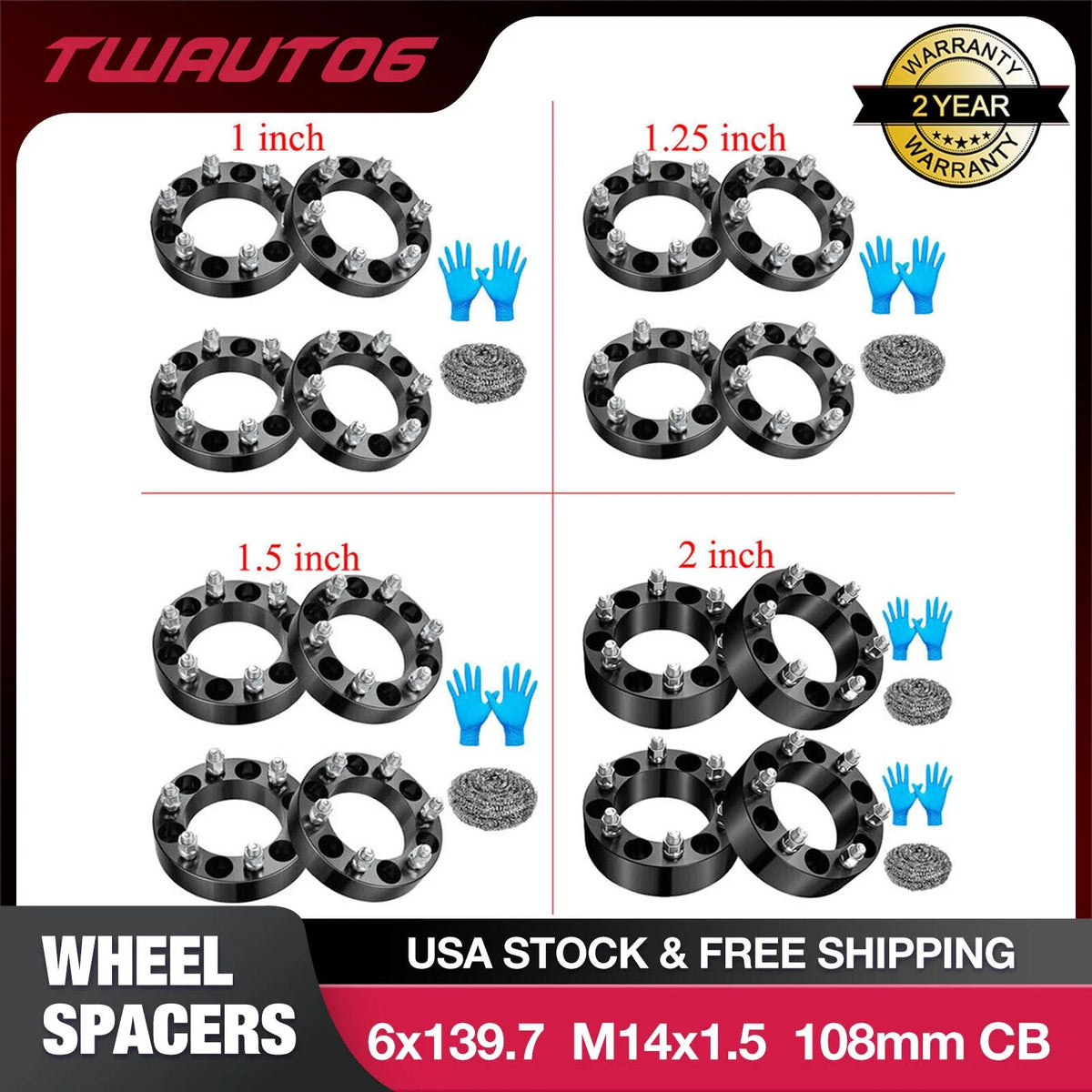 2-4pcs 1-1.5-2in Wheel Spacers for Chevy Silverado 1500 GMC Sierra (2007–2024)