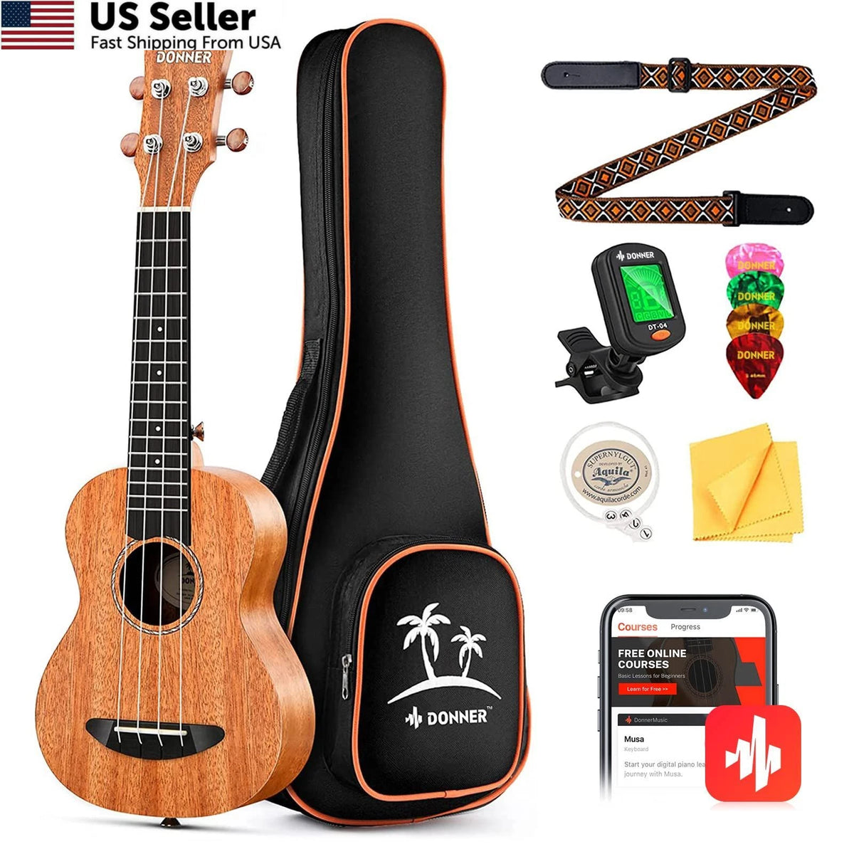 23 Inch Mahogany Concert Ukulele for Beginners