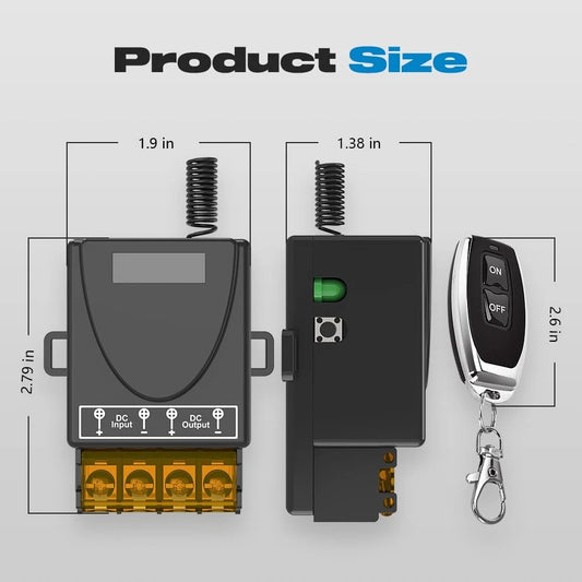12V Remote Switch Wireless Relay for DC 12V/24V/48V/72V (30A)