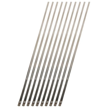 Set of 10 Stainless Steel Positive Locking Ties 1/4in x 20in - 10210