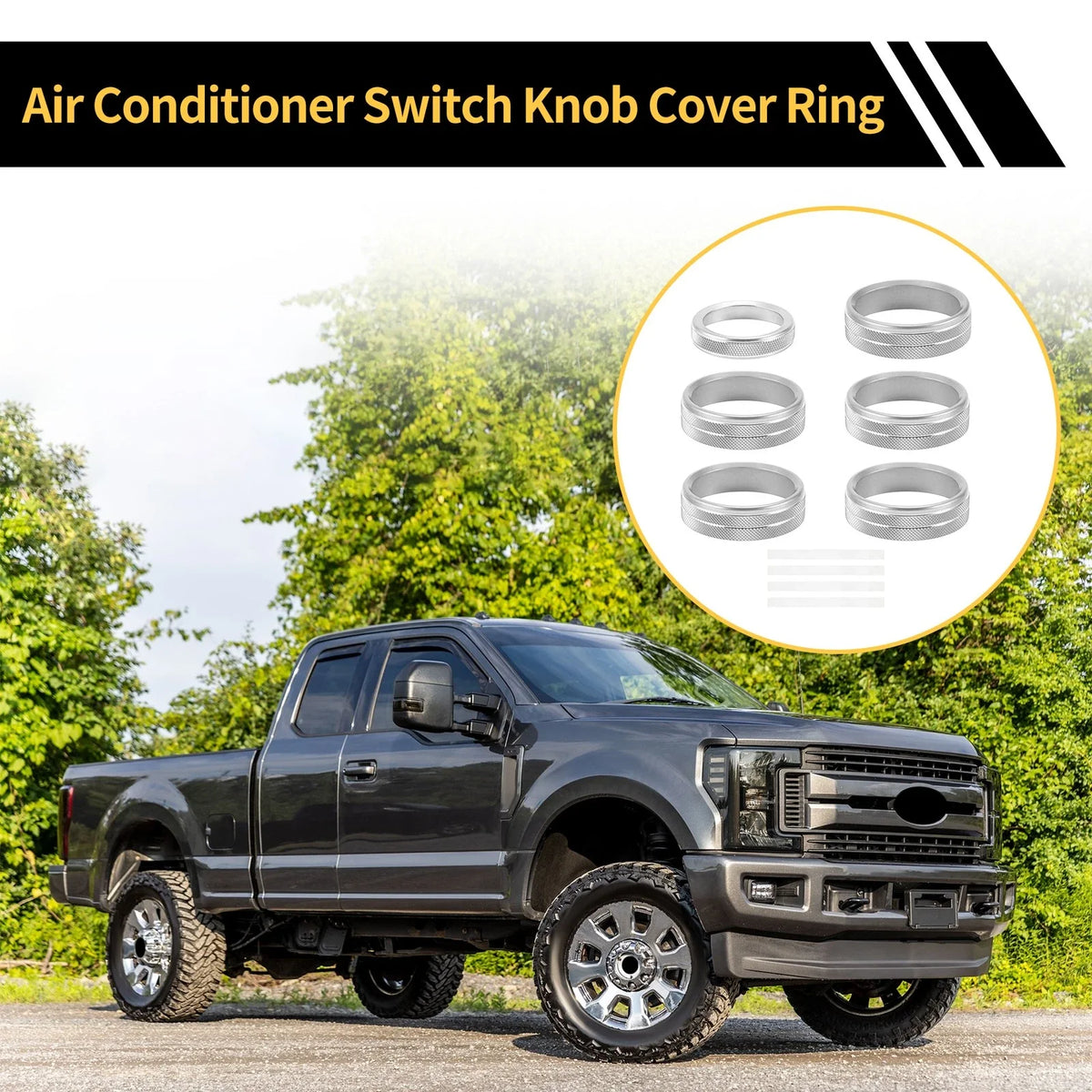 Air Conditioner Switch Knob Cover Ring for Ford F-150 (2015–2023) Silver Tone