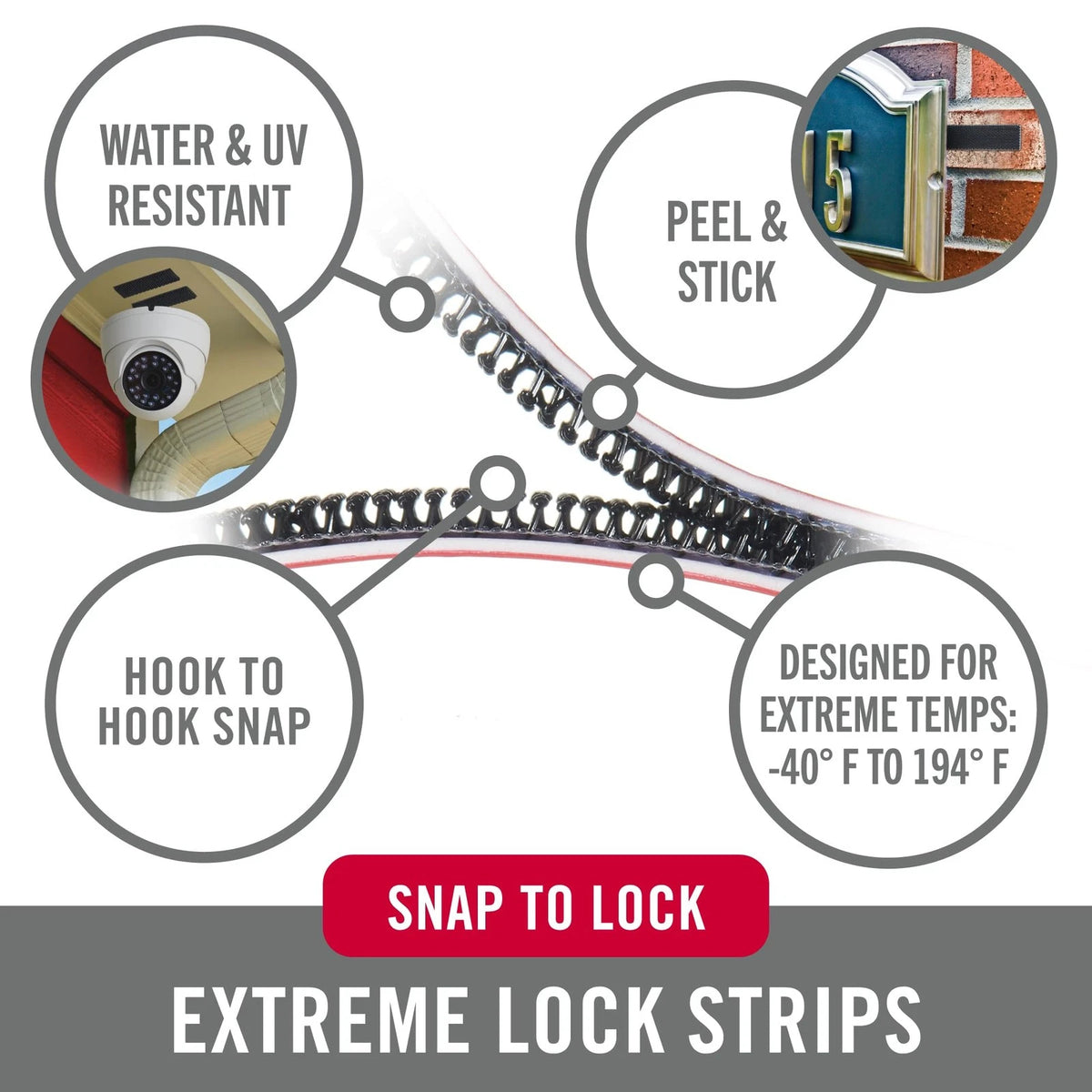 Set of 4 Velcro Extreme Lock Mounting Strips 3x1 inch, Black