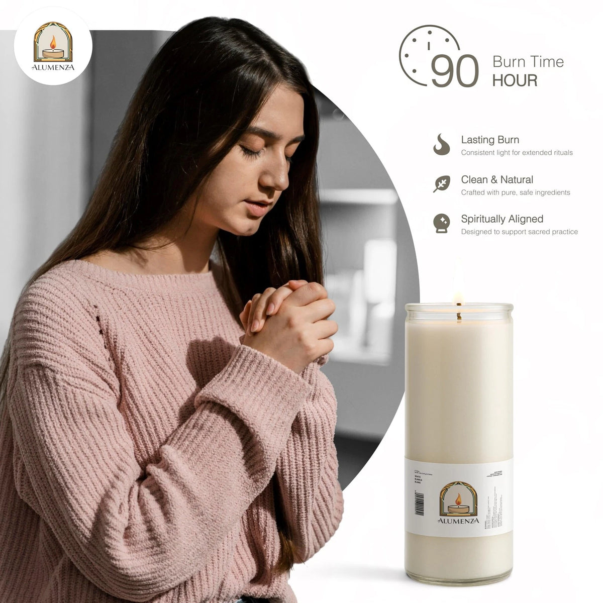 7 Day Candle in Glass Jar for Clean Burning (2 inches x 8 inches)