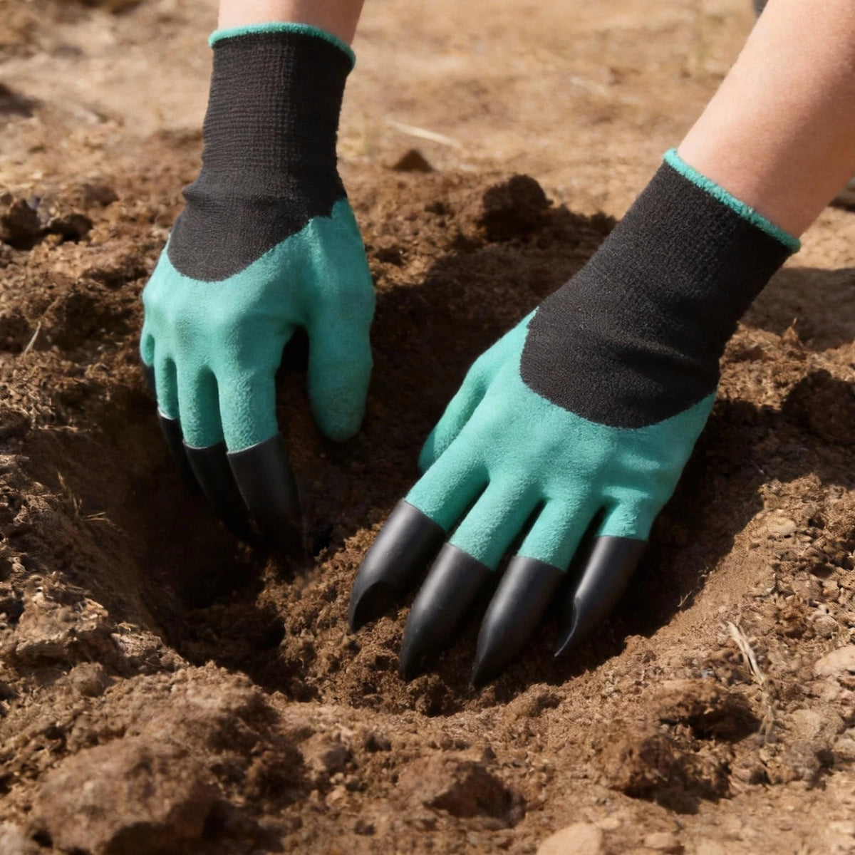 Gardening Gloves with Claw for Planting (Free Size) - Waterproof, Green