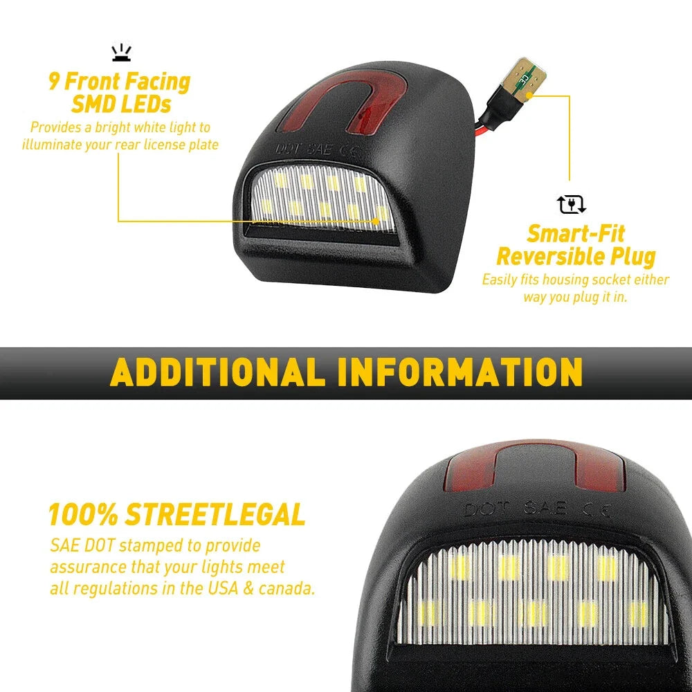 LED Tube License Plate Lights for Chevy Silverado GMC Sierra 1500 2500